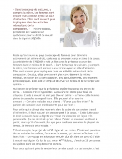 Gazette des Femmes  2/2 | LUTTER POUR LA DÉCENCE DE SON DERNIER SOUPIR | Novembre 2013