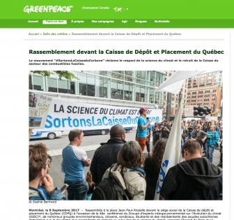 Greenpeace Canada “#SortonsLaCaisseduCarbone” | 2017